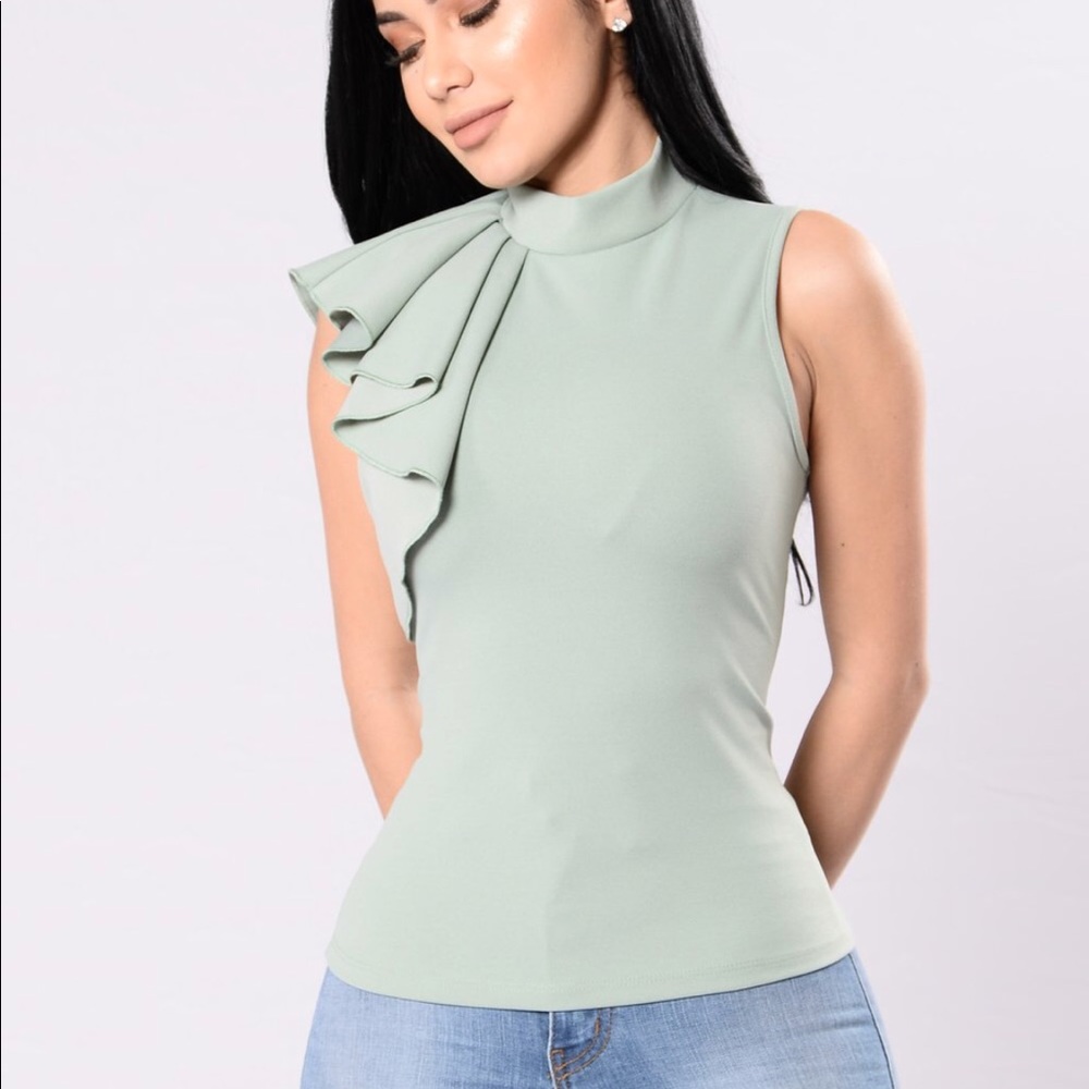 Sleeveless Top with Ruffle Sleeve